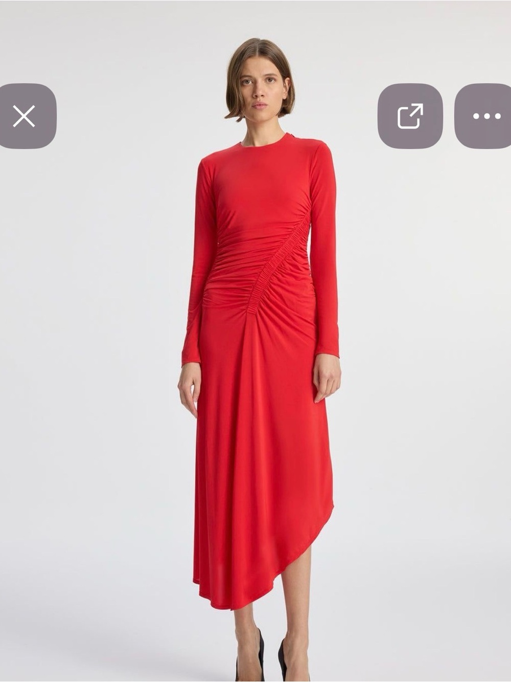 ALC Adeline Maxi Long Sleeve Red Ruched Asymmetric Dress